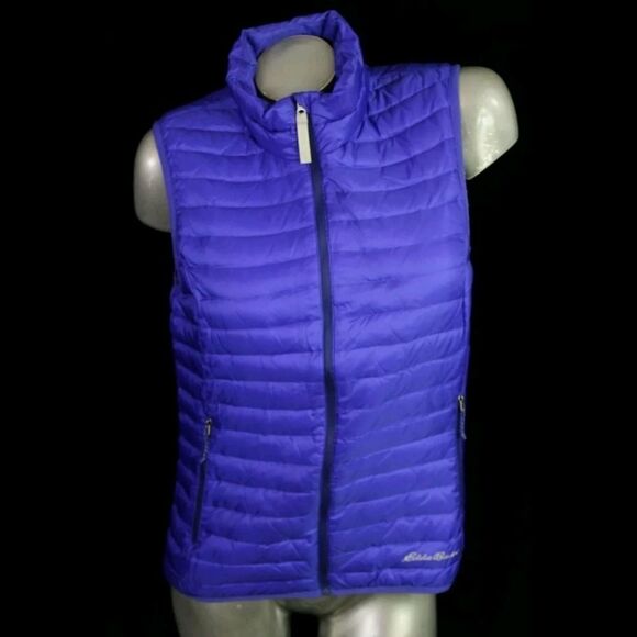 Eddie Bauer Down Vest Jacket Purple Puffer Travex EB700 Packable Womens Small - Picture 1 of 12